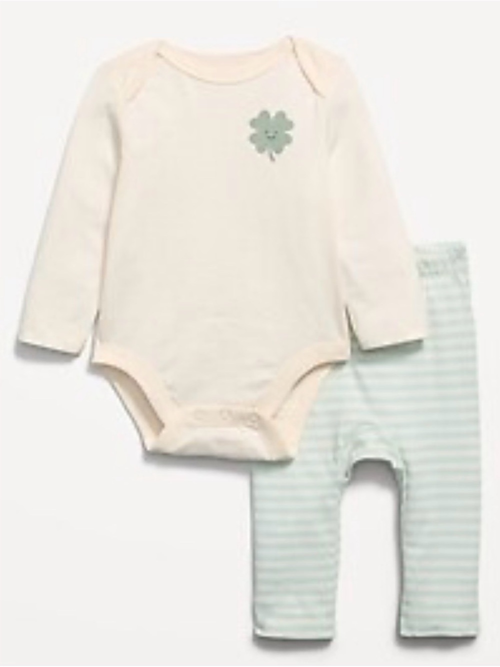 Old Navy St. Patrick’s Day Cream Baby Bodysuit and Striped Leggings